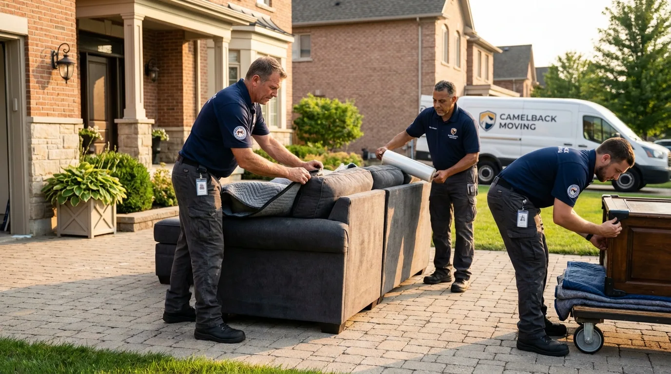Large estate moving crew wrapping furniture in Lutcher, LA